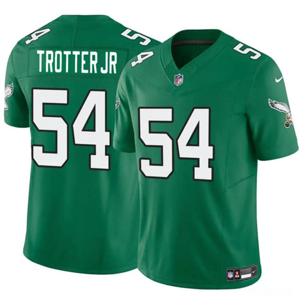 Men's Philadelphia Eagles #54 Jeremiah Trotter Jr Green 2024 Draft F.U.S.E. Vapor Untouchable Throwback Limited Football Stitched Jersey