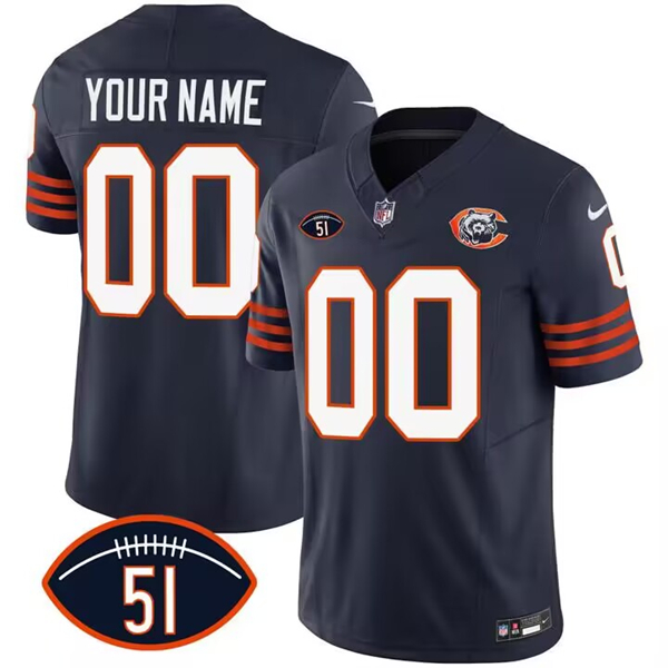 Men's Chicago Bears Active Player Custom 2023 F.U.S.E. Navy Dick Butkus Patch Throwback Limited Football Stitched Jersey