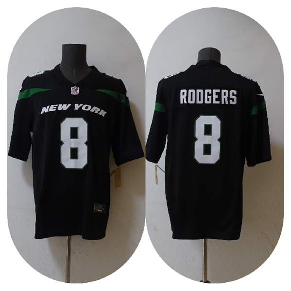 Men's New York Jets #8 Aaron Rodgers 2023 F.U.S.E. Black Vapor Untouchable Limited Football Stitched Jersey