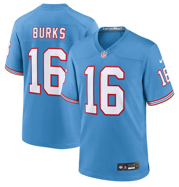Men's Tennessee Titans #16 Treylon Burks Light Blue Throwback Player Stitched Game Jersey