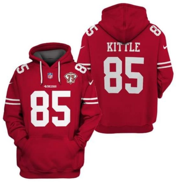 Men's San Francisco 49ers Customized Red 75th Anniversary Alternate Pullover Hoodie