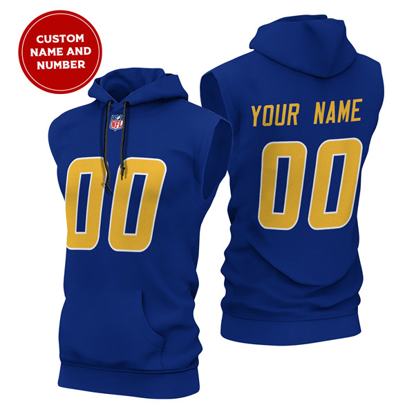 Men's Los Angeles Chargers Customized Royal Limited Edition Sleeveless Hoodie
