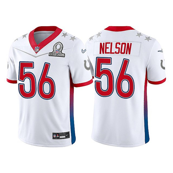 Men's Indianapolis Colts #56 Quenton Nelson 2022 White Pro Bowl Stitched Jersey
