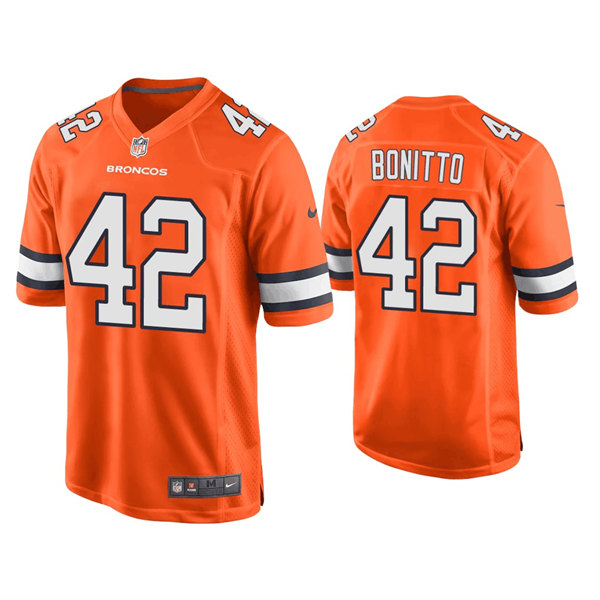 Men's Denver Broncos #42 Nik Bonitto Orange Game Stitched Jersey