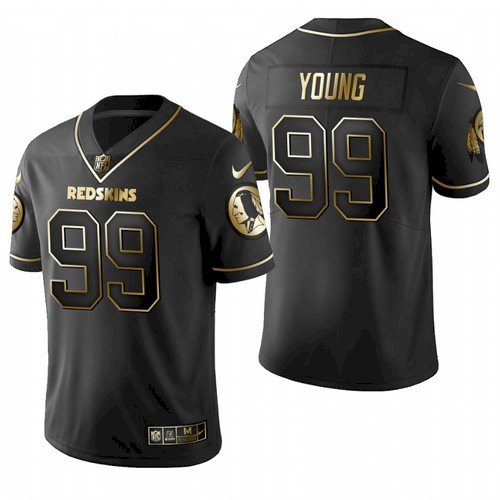 Men's Washington Commanders #99 Chase Young Black Golden Untouchable Limited Stitched Jersey