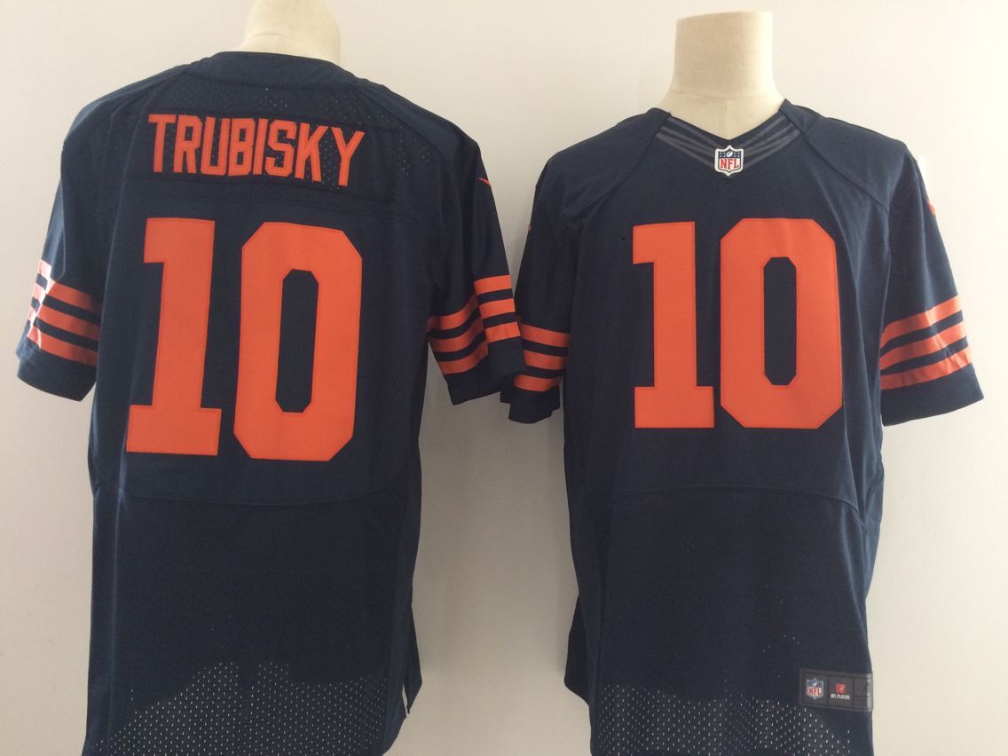 Men's Nike Chicago Bears #10 Mitchell Trubisky Navy Blue Alternate Stitched NFL Elite Jersey