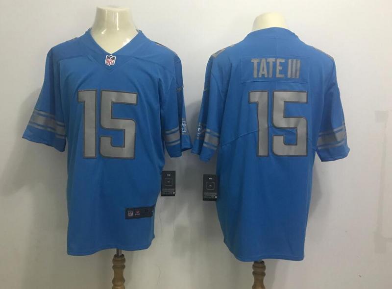 Men's Detroit Lions #15 Golden Tate III Nike Light Blue 2017 Elite Stitched NFL Jersey