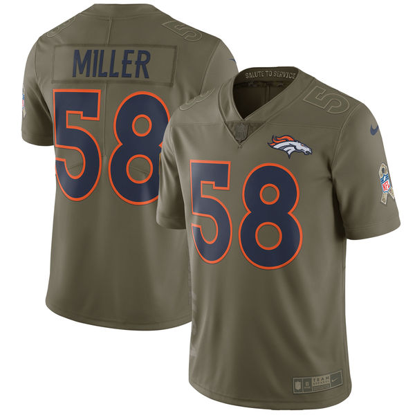 Men's Nike Denver Broncos #58 Von Miller Olive Salute to Service Limited Stitched NFL Jersey