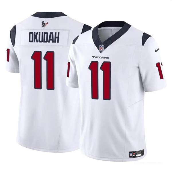 Men's Houston Texans #11 Jeff Okudah White 2024 F.U.S.E. Vapor Untouchable Football Stitched Jersey
