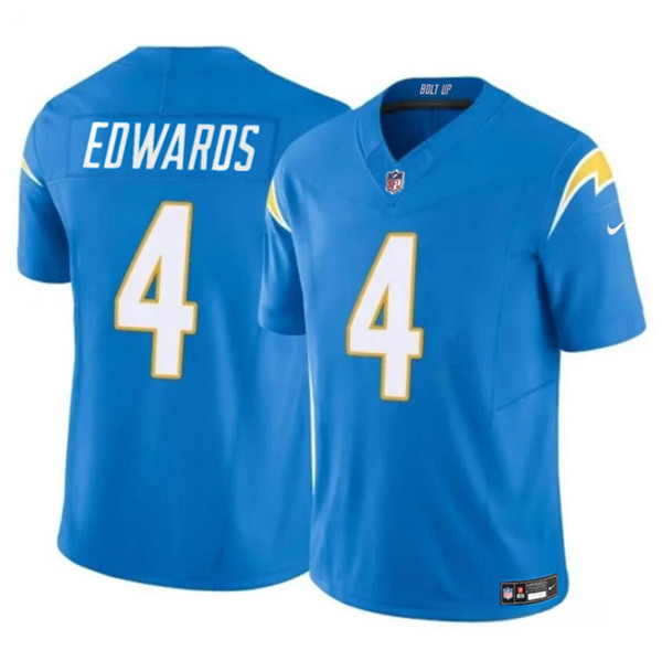 Men's Los Angeles Chargers #4 Gus Edwards Light Blue 2024 F.U.S.E. Vapor Limited Football Stitched Jersey