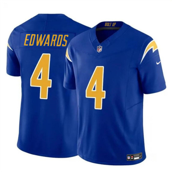 Men's Los Angeles Chargers #4 Gus Edwards Royal 2024 F.U.S.E. Vapor Limited Football Stitched Jersey
