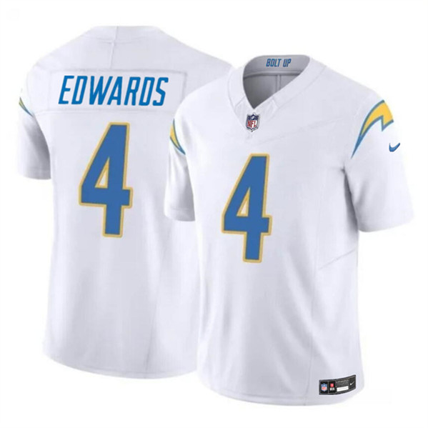 Men's Los Angeles Chargers #4 Gus Edwards White 2024 F.U.S.E. Vapor Limited Football Stitched Jersey