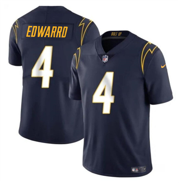 Men's Los Angeles Chargers #4 Gus Edwards Navy Vapor Limited Football Stitched Jersey