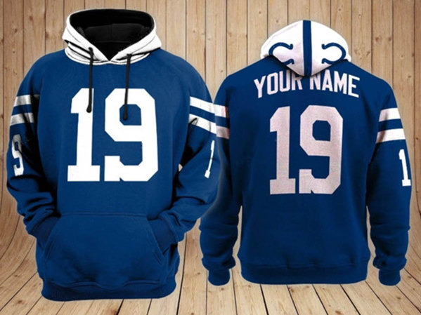Men's Indianapolis Colts Customized Blue Hoodie (Check description if you want Women or Youth size)