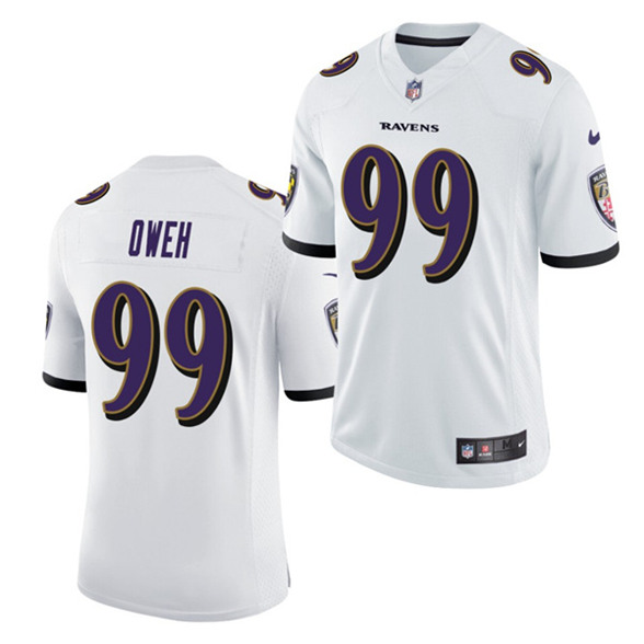 Men's Baltimore Ravens #99 Jayson Oweh White 2021 Vapor Untouchable Limited Stitched NFL Jersey