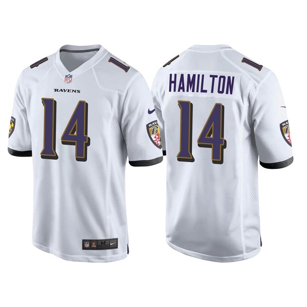 Men's Baltimore Ravens #14 Kyle Hamilton White Stitched Game Jersey