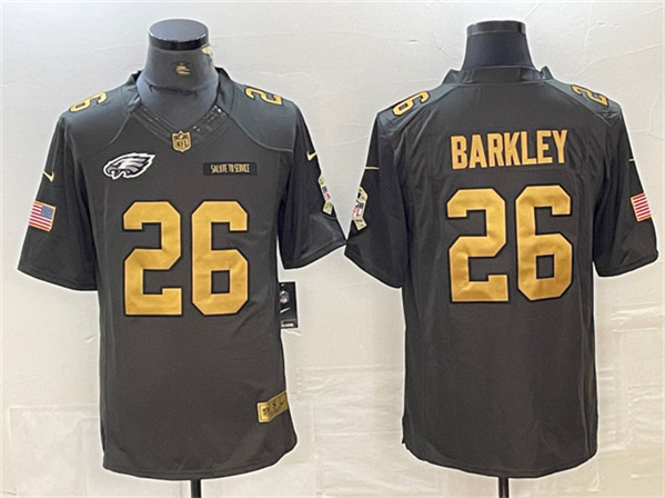 Men's Philadelphia Eagles #26 Saquon Barkley Black Gold Salute To Service Limited Stitched Jersey