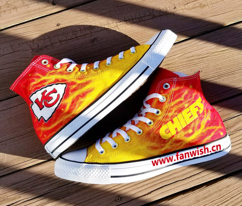 Women and Youth NFL Kansas City Chiefs Repeat Print High Top Sneakers 002