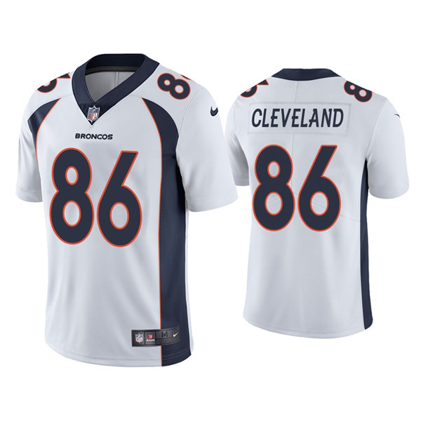 Men's Denver Broncos #86 Tyrie Cleveland White Vapor Untouchable Limited Stitched Jersey