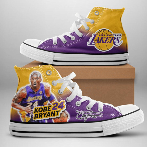 Women's Los Angeles Lakers High Top Canvas Sneakers 002