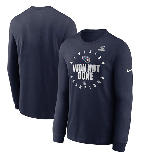 Men's Tennessee Titans 2020 Navy AFC South Division Champions Long Sleeve NFL T-Shirt
