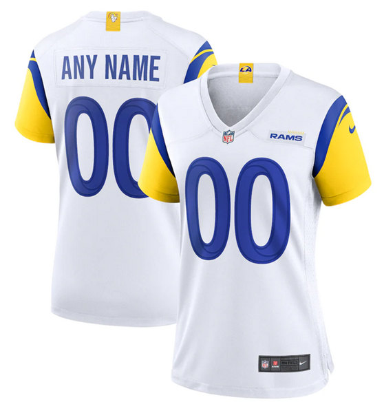 Women's Los Angeles Rams ACTIVE PLAYER Custom White Stitched Jersey