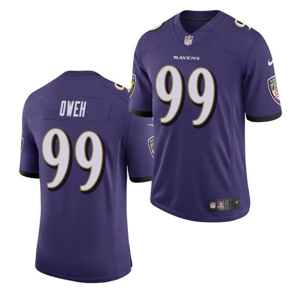 Men's Baltimore Ravens #99 Jayson Oweh Purple 2021 Vapor Untouchable Limited Stitched NFL Jersey (Check description if you want Women or Youth size)