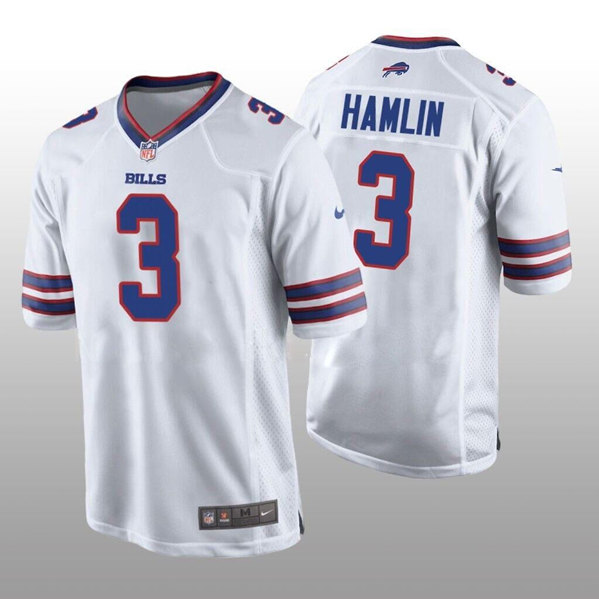 Men's Buffalo Bills #3 Damar Hamlin White Stitched Game Jersey