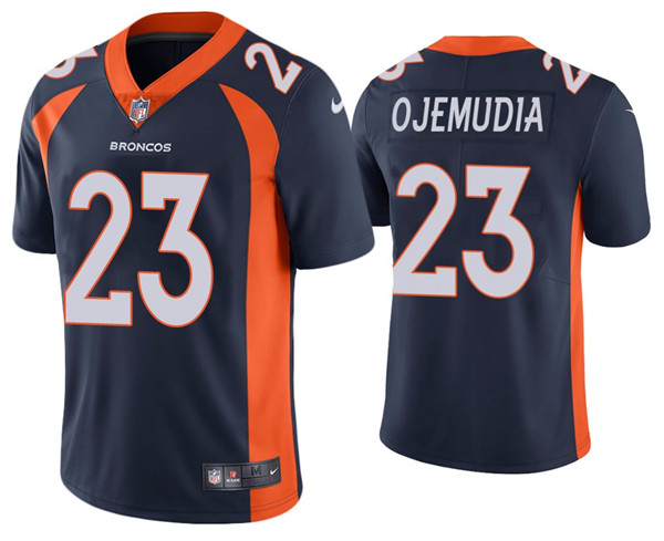 Men's Denver Broncos #23 Michael Ojemudia Navy Vapor Untouchable Limited Stitched Jersey