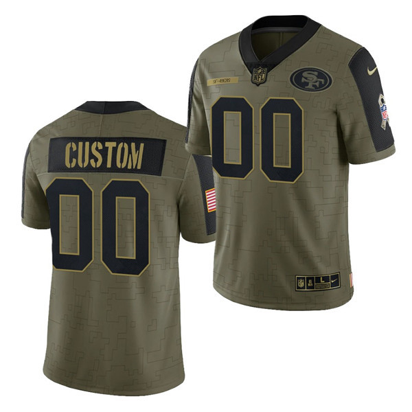 Men's San Francisco 49ers ACTIVE PLAYER 2021 Olive Salute To Service Limited Stitched Jersey