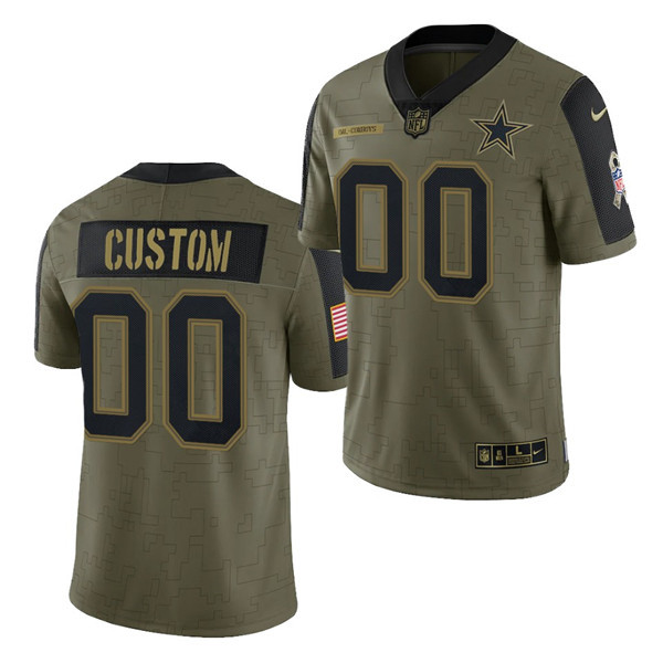 Men's Dallas Cowboys ACTIVE PLAYER 2021 Olive Salute To Service Limited Stitched Jersey