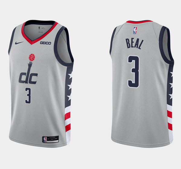 Men's Washington Wizards #3 Bradley Beal Gray City Edition New Uniform 2020-21 Stitched NBA Jersey