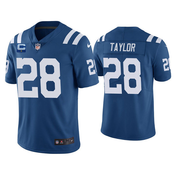 Men's Indianapolis Colts 2022 #28 Jonathan Taylor Royal With 1-star C Patch Vapor Untouchable Limited Stitched Jersey