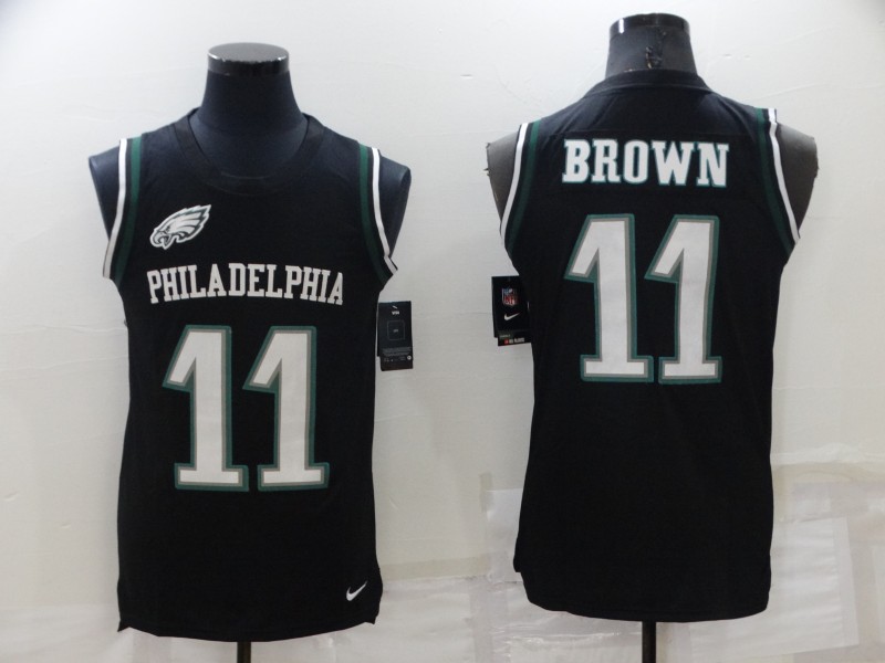 Men's Philadelphia Eagles #11 A. J. Brown Black Limited Tank Top Stitched Jersey