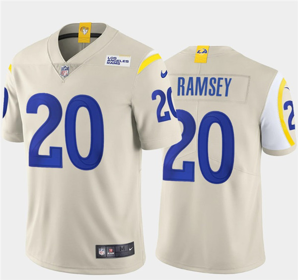 Men's Los Angeles Rams #20 Jalen Ramsey 2020 Bone Vapor Untouchable Limited Stitched Jersey