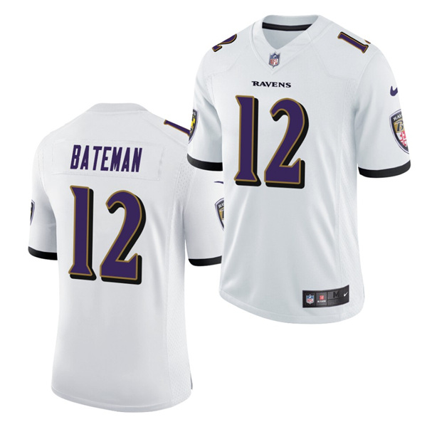 Men's Baltimore Ravens #12 Rashod Bateman White 2021 Vapor Untouchable Limited Stitched NFL Jersey
