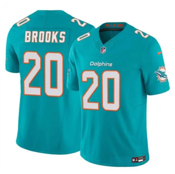 Men's Miami Dolphins #20 Jordyn Brooks Aqua 2024 F.U.S.E Vapor Limited Football Stitched Jersey
