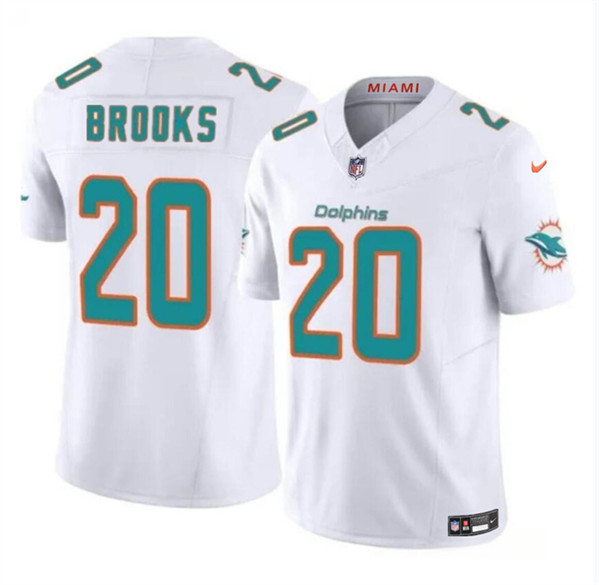 Men's Miami Dolphins #20 Jordyn Brooks White 2024 F.U.S.E Vapor Limited Football Stitched Jersey