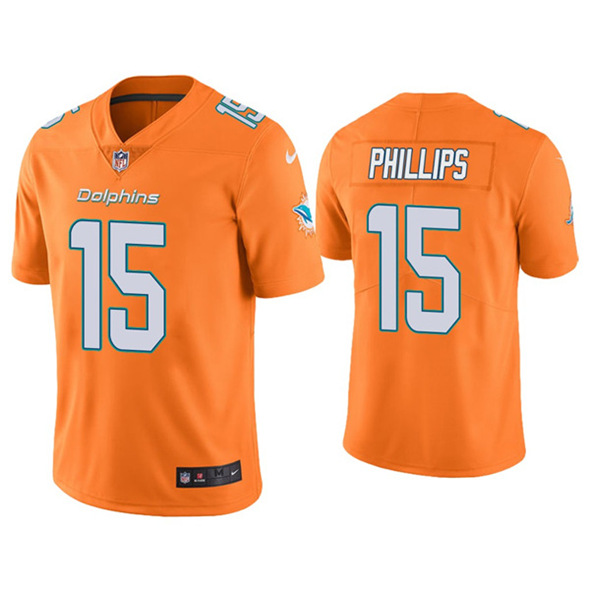 Men's Miami Dolphins #15 Jaelan Phillips Orange 2021 Stitched NFL Jersey (Check description if you want Women or Youth size)