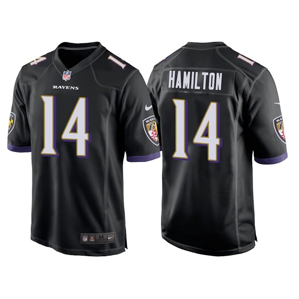 Men's Baltimore Ravens #14 Kyle Hamilton Black Stitched Game Jersey