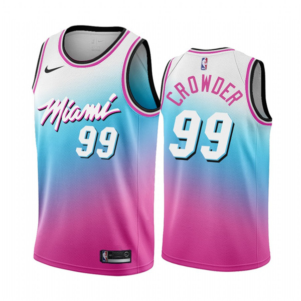 Men's Miami Heat #99 Jae Crowder Blue Pick City Edition New Uniform 2020-21 Stitched NBA Jersey