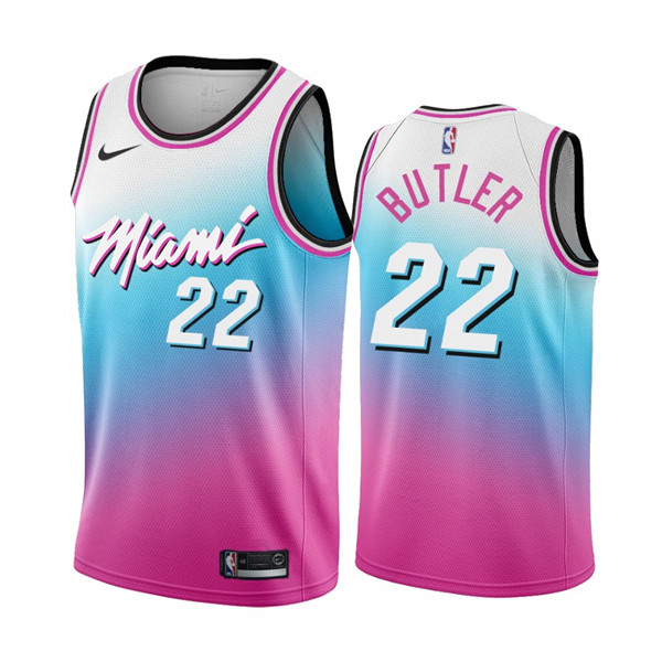 Men's Miami Heat #22 Jimmy Butler Blue Pick City Edition New Uniform 2020-21 Stitched NBA Jersey