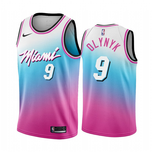 Men's Miami Heat #9 Kelly Olynyk Blue Pick City Edition New Uniform 2020-21 Stitched NBA Jersey