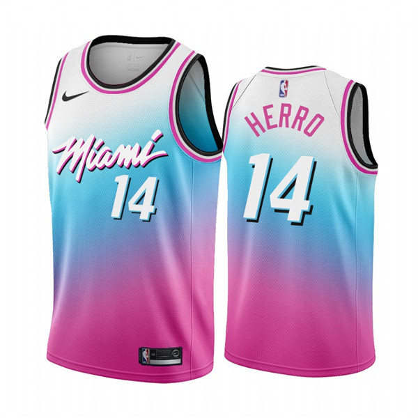Men's Miami Heat #14 Tyler Herro Blue Pick City Edition New Uniform 2020-21 Stitched NBA Jersey