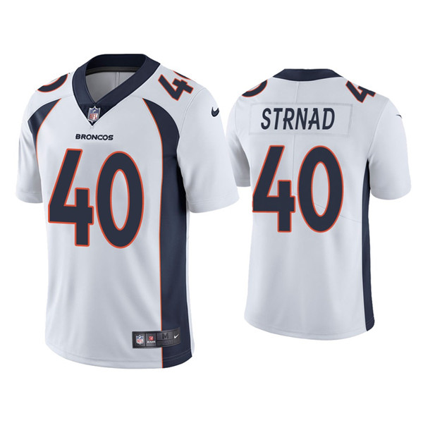 Men's Denver Broncos #40 Justin Strnad White Vapor Untouchable Limited Stitched Jersey