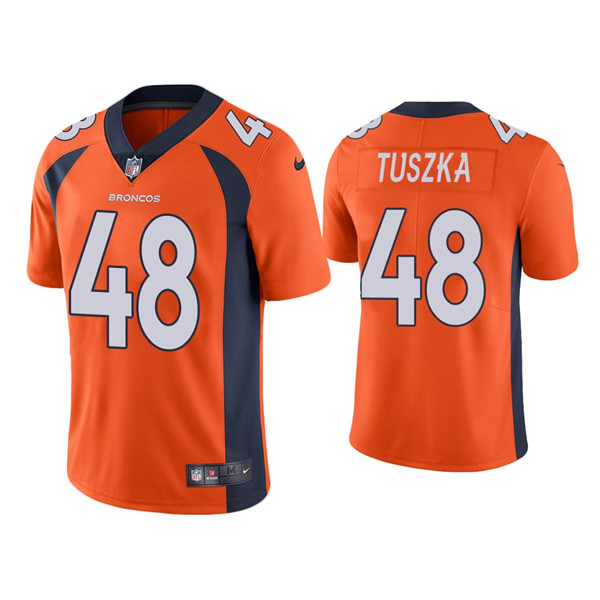 Men's Denver Broncos #48 Derrek Tuszka Orange Vapor Untouchable Limited Stitched Jersey