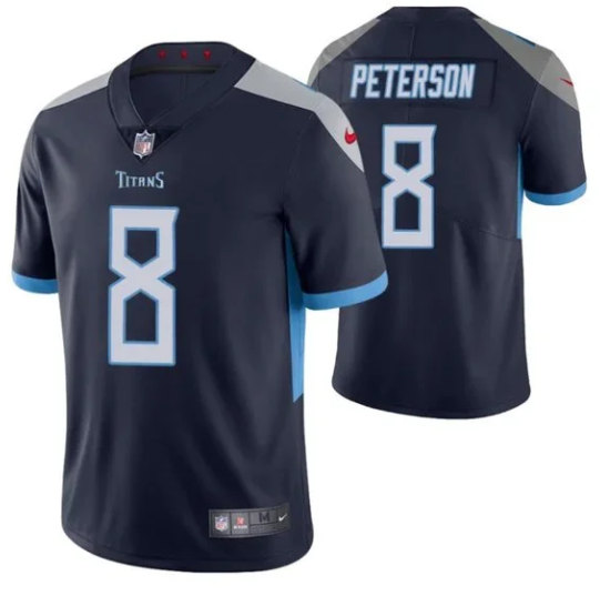 Men's Tennessee Titans #8 Adrian Peterson Navy Vapor Untouchable Stitched Jersey