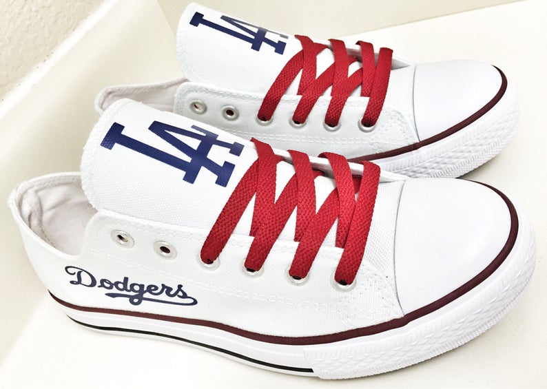All Sizes MLB Los Angeles Dodgers Repeat Print Low Top Sneakers
