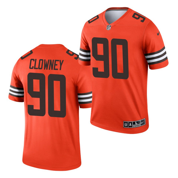 Men's Cleveland Browns #90 Jadeveon Clowney Orange 2021 Inverted Legend Jersey (Check description if you want Women or Youth size)