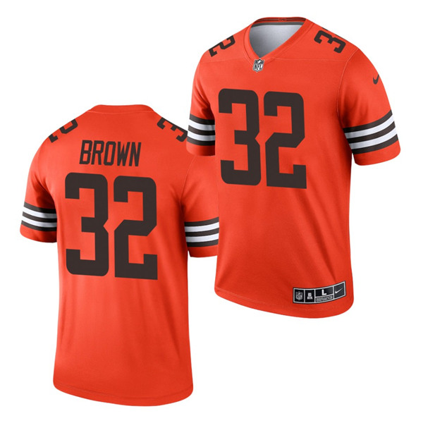 Men's Cleveland Browns #32 Jim Brown Orange 2021 Inverted Legend Jersey (Check description if you want Women or Youth size)